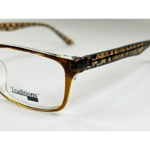 New TRADITIONS T-15 Col.10 Crystal Brown Eyeglasses with Camo Temples 54/16/145 - Picture 2 of 6